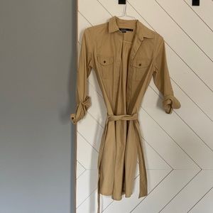 Ralph Lauren khaki colored dress with buttons and tie